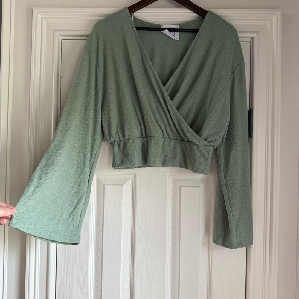 Women's Green Wrap Top